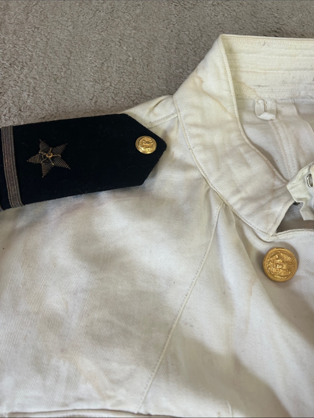 White Military-Style Button Front Jacket with Epaulettes - Picture 6 of 7